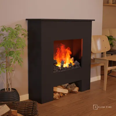 Produktbild von GLOW FIRE Elektrokamin 'Poseidon Opti Myst' | Wasserdampf Kamin mit Heizung inkl. Holz in weiß als Standkamin| HxBxT: 102x97x23 cm