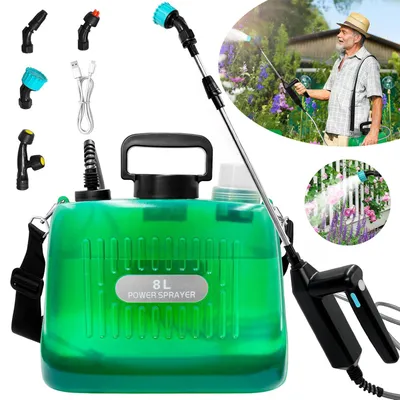 Produktbild von Akku Drucksprüher, Sprühflasche Pflanzen 4 Düsen & Teleskopstab, für Rasen, Terrasse & Pflanzenpflege