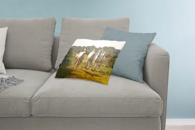 Produktbild von MuchoWow® Zierkissen Sofakissen Wohnzimmer Dekokissen 60x40 cm Galoppierende weiße Pferde - Kopfkissen - Polster mit Foto
