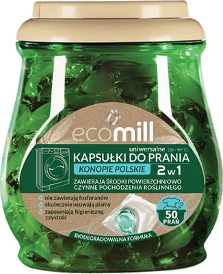 Zdjęcie produktu dla Kapsułki Do Prania Mill 4W1 Uniwersalne Z Konopiami 50 Sztuk