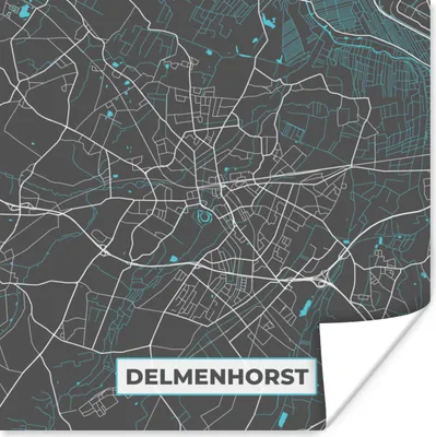 Produktbild von MuchoWow® Poster Karte - Stadtplan - Delmenhorst - Deutschland - Blau 75x75 cm - Wand Dekoration