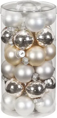 Produktbild von Weihnachtskugeln Glas 4cm, 30 Stück, Farbe:Cloud Dancer - weiß elfenbein champagner