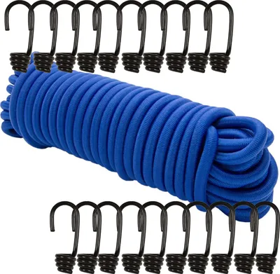 Produktbild von Dreamprint Expanderseil 10 m Blau 8 mm Gummiseil Spannseil mit 20 Spiralhaken