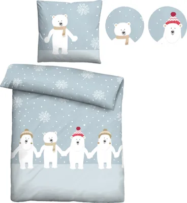 Zdjęcie produktu dla Biberna beaver pościel dziecięca miś polarny 135 x 200 cm ocieplenie 100% bawełna