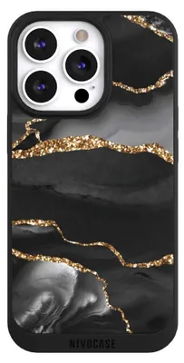 Produktbild von NIVOCASE Handyhülle für Apple iPhone 13 Pro  Hülle NIVOpure Case Schwarz Glitzer Look Marmor Muster