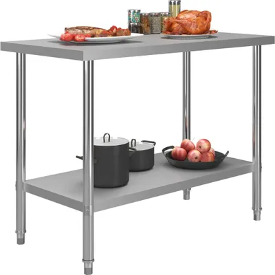 Produktbild von vidaXL Kuchynský pracovný stôl 120 x 60 x 85 cm Nerezová oceľ