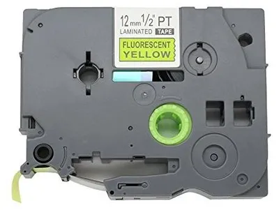 Zdjęcie produktu dla Taśma etykiet czarna na żółtym fluo 12MM do drukarki brother p touch tze