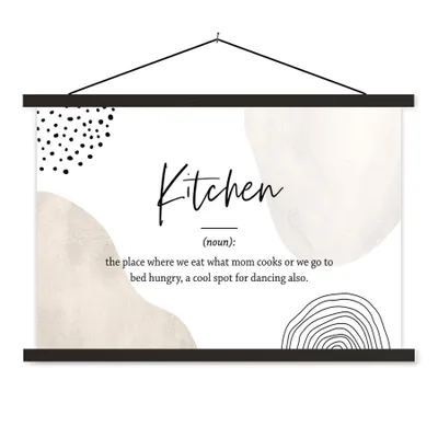Produktbild von MuchoWow® Textilposter Sprichwörter - Küche - Definition der Küche - Zitate - Wörterbuch 120x80 cm mit schwarzem Rahmen - Wanddeko
