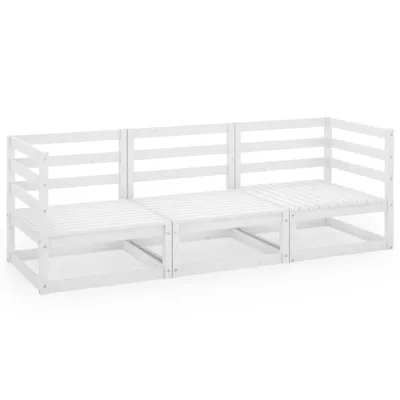 Produktbild von vidaXL Outdoor-Sofa 3-Sitzer Weiß Massivholz Kiefer