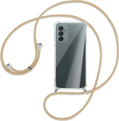Produktbild von Handykette Backcover-Schutzhülle mit Band (Metall silberfarben) für Samsung Galaxy M23 - caramel