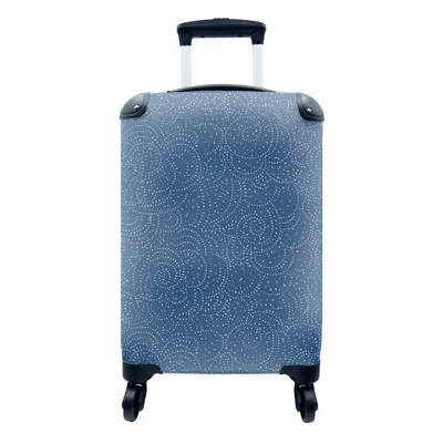 Produktbild von MuchoWow® Koffer Handgepäck Trolley Rollkoffer Kleine Reisekoffer mit 4 Rollen - Muster - Blau - Japan - Cabin Size < 55x40x23 cm & 55x40x20 cm - Fotokoffer - Kabinenkoffer - Boardgepäck - Reise-Box - Reisekoffer - Reisegepäck - Koffer mit Bild - Trolley für Kinder