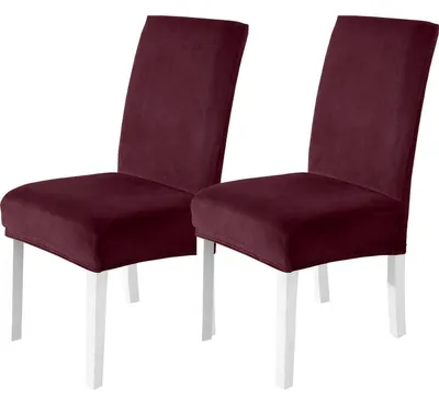 Produktbild von Stuhlhussen Samt 2er Set Bordeaux Stretch Waschbar für Hochlehner & Schwingstuhl