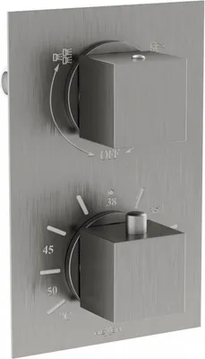 Produktbild von Mexen Cube Thermostat-Wannen-/Brausebatterie mit 2 Ausgängen, Graphit - 77502-66
