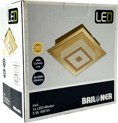 Produktbild von Briloner LED Wand- und Deckenleuchte Goldfarben eckig 12x12cm 5W 400lm warmweiß 3000K