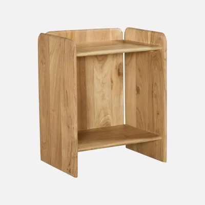Immagine prodotto di Comodino esotico in legno di acacia a 2 livelli, Marrone naturale