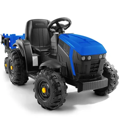 Produktbild von 24V Kinder Elektrotraktor mit Anhänger, 400W Motor, 9Ah Akku, 3-Punkt-Gurt, Soft Start, Bluetooth & Musik, All-Terrain Kinderfahrzeug ab 3 Jahren