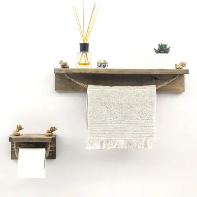 Immagine prodotto di Porpetto - Mensola, 50x9x10h cm Marrone Naturale, 2 Ripiani