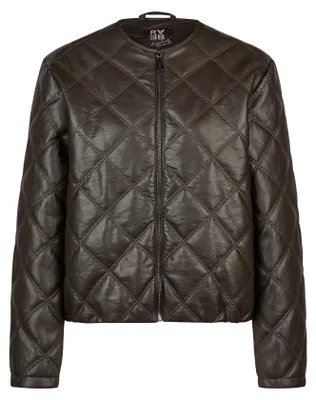 Produktbild von RABE kurze Jacke aus veganem Leder, Braun, Größe 48, Karostepp, Ballonform