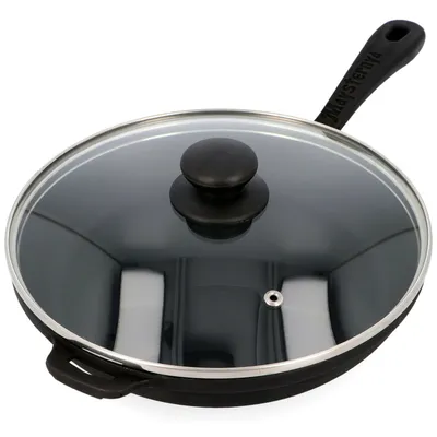 Produktbild von Maysternya | Gusseisenpfanne 22 cm mit Glasdeckel Induktion Gas Backofen massiv