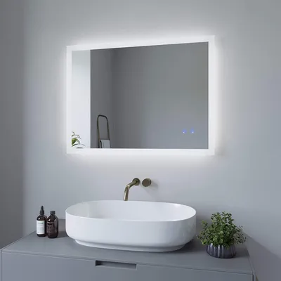 Produktbild von Badspiegel mit Beleuchtung 80x60cm Badezimmerspiegel LED Lichtspiegel Wandspiegel Energiesparend Touch Schalter Kaltweiß Neutralweiß Warmweiß Dimmbar