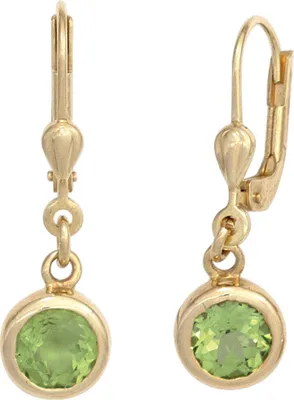 Produktbild von Ohrringe Boutons Ohrhänger mit Peridot grün rund 585 Gold Gelbgold Goldohrringe