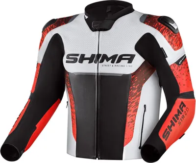 Produktbild von SHIMA STR 2.0 Motorrad Lederjacke, schwarz/weiß/rot, 48