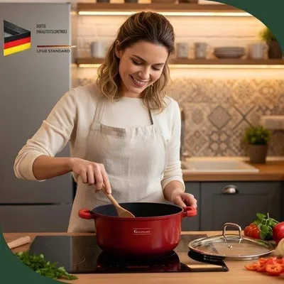 Zdjęcie produktu dla Patelnia 28 cm (6,5L), powłoka nieprzywierająca, do użytku z płytami indukcyjnymi, z pokrywką