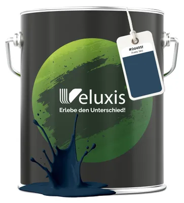 Produktbild von Wandfarbe Blau Grau Petrol Matt Innenfarbe – Deckkraft Klasse 1, VOC-frei, Ohne Grundierung, Tropfarm – Wohnzimmer & Schlafzimmer –  5L – Veluxis (Dusky Sea)