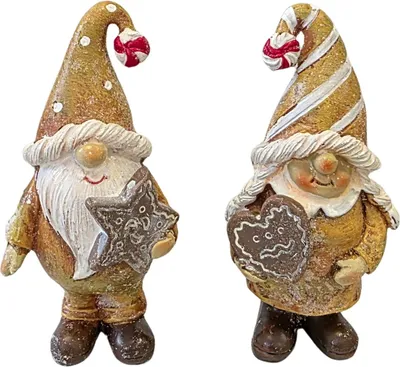 Produktbild von Logbuch-Verlag Weihnachtsfiguren 2er Set Santa & Frau – 10,5 cm – Braun – Polyresin Figuren mit Lebkuchen – Nikolaus Deko zum Hinstellen