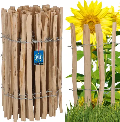 Produktbild von KOTARBAU® Staketenzaun Rollzaun Gartenzaun zum Stecken Beetzaun 0,6x5 m Beeteinfassung Staketenabstand 3-4 cm Holzzaun für Garten Sichtschutz Zaun