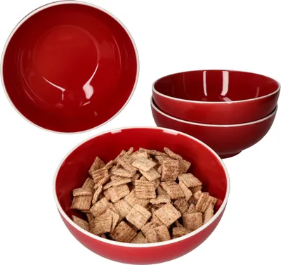 Obrázek produktu pro sada 4 misek Linus Red Bowl 700ml Cereal Salad Dessert Bowl Scandinavian