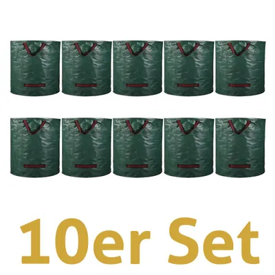 Produktbild von Gartenwächter Gartenabfallsack 272 L, PP 150 g/m² Laubsack mit Spannring und Griffen, 10er Set