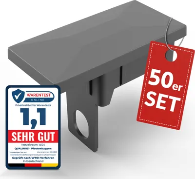 Produktbild von Qualinos Pfostenkappen 60x40 mm mit Sicherungssteg Silber 9006 (50 Stück) – für Doppelstabmattenzaun