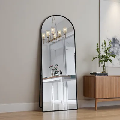 Produktbild von INONEFT Ganzkörperspiegel 162x53 cm, Standspiegel mit gewölbtem Top, Wandspiegel, Großer Spiegel für Schlafzimmer, Wohnzimmer Ankleidezimmer, Schwarz