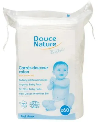 Productafbeelding van Douce Nature Baby Wattenvierkantjes Bio (60 stuks)
