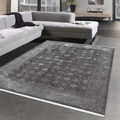 Image de Tapis de salon avec ornements & décorations en bleu gris Taille - 200 x 290 cm