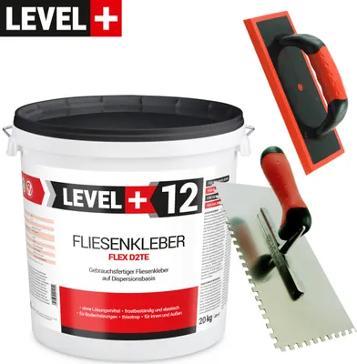 Produktbild von Fliesenkleber 20kg+Fugbrett+Zahnglätter Steinkleber Innen Außen Profi Set 204
