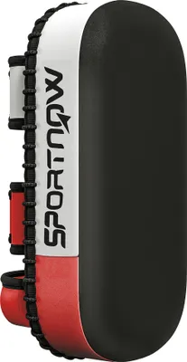 Produktbild von Kickpolster fürMuay Thai, Kickboxen, Kunstlederbezug, 0,4 kg, 38x20x18 cm, Schwarz/Rot/Weiß