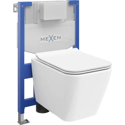 Zdjęcie produktu dla Mexen zestaw podtynkowy WC stelaż Fenix XS-F z miską WC Cube i deską wolnoopdającą, biały - 68030924000