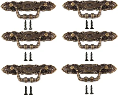 Produktbild von 6 Vintage-Schubladengriffe aus Zinklegierung mit 12 Schrauben, Schrankgriffe aus Zinklegierung für Möbel, Schränke, Kommoden und Holzkisten