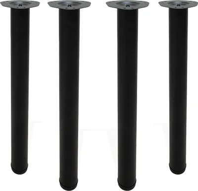 Produktbild von Tischbein 4er Set Schwarz matt Metall Ø60mm 710mm höhenverstellbar Tischgestell
