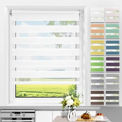 Produktbild von Doppelrollo Klemmfix ohne Bohren & mit Bohren, Duo Rollos für Fenster und Tür, Klemmrollo Fensterrollo lichtdurchläss