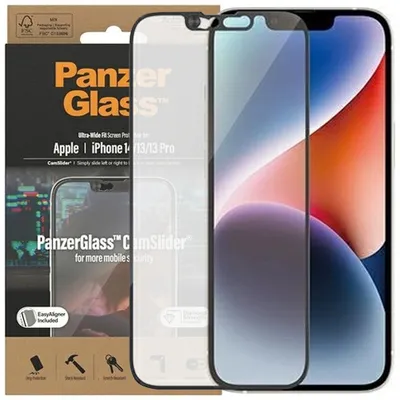 Produktbild von PanzerGlass ® CamSlider® Dislayschutz iPhone 14 | 13 | 13 Pro | Ultra-Wide Fit m. EasyAligner, Apple, Apple - iPhone 14, Apple - iPhone 13, Apple - iPhone 13 Pro, Trockene Anwendung, Kratzresistent, Schockresistent, Antibakteriell, Transparent, 1 Stück(e)