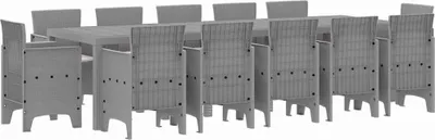 Image de vidaXL Ensemble de jardin pour repas, 13 pièces, gris clair, en résine tressée