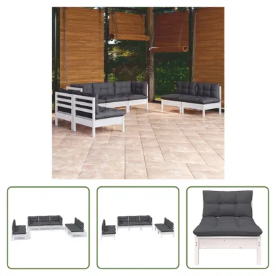 Produktbild von The Living Store 7-tlg. Garten-Lounge-Set mit Kissen Kiefer Massivholz