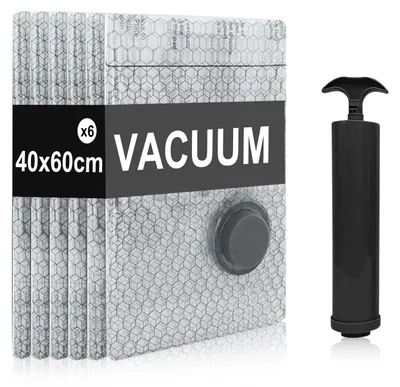 Vakuumbeutel 6 Stück 40x60 cm mit Handpumpe platzsparend