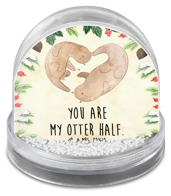Produktbild von Mr. & Mrs. Panda Schneekugel Weihnachten Otter Herz - Naturpapier - Geschenk, Weihnachts, Seeotter, Liebe, kunststoff, schnee kugel, dekoartikel