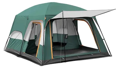 Image de Tente de camping, design à 2 pièces, tissu Oxford imperméable, couleur vert armée