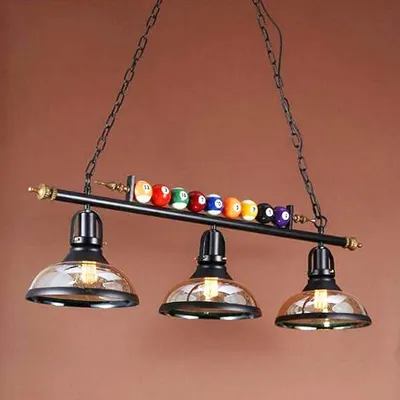 Immagine prodotto di Lampadario retrò in stile industriale, con 3 luci E27, in metallo, con paralume in vetro, ideale per sale da biliardo, camere da letto, sale da pranzo, bar, caffè e come elemento decorativo per il soffitto