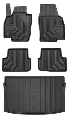 Productafbeelding van Rubberen automatten + kofferbakmat voor Volkswagen Polo VI vanaf 2017 (hatchback) – 5-delig, zwart, op maat – Wielganizator